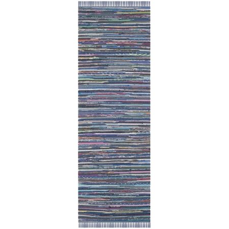 SAFAVIEH Rag Rug Hand Woven Runner Rug- Purple - Multi- 2 ft. 3 in. x 8 ft. RAR121D-28